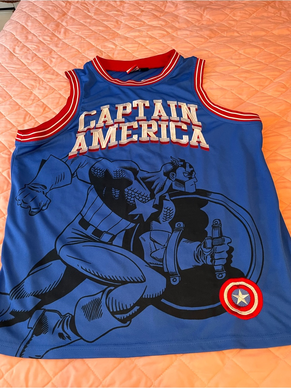 Marvel Captain America Blue & Red Graphic Jersey Tank